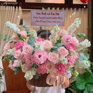 giỏ hoa vạn sự may mắn