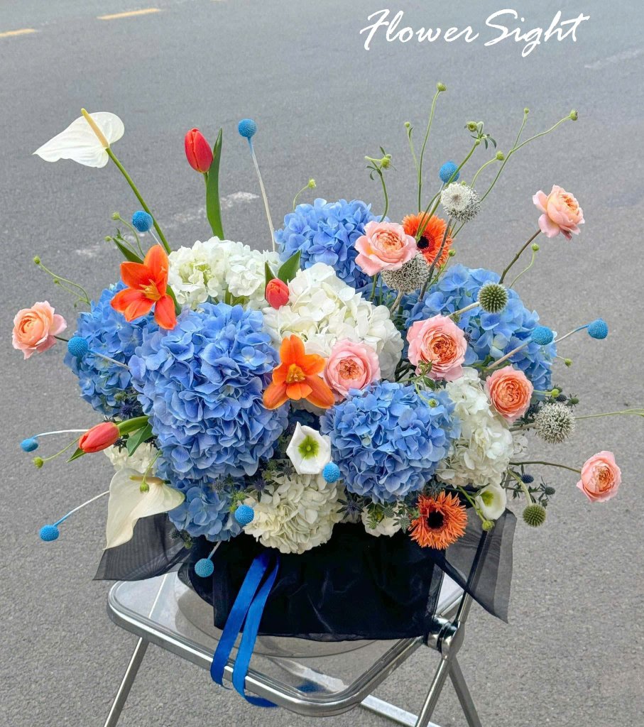 Giỏ hoa cẩm tú cầu chúc mừng thành công