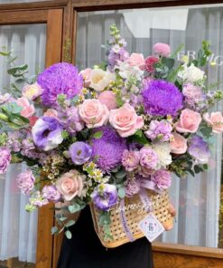Giỏ hoa tươi màu tím Best Wishes