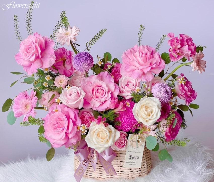 Giỏ hoa khai trương 300k