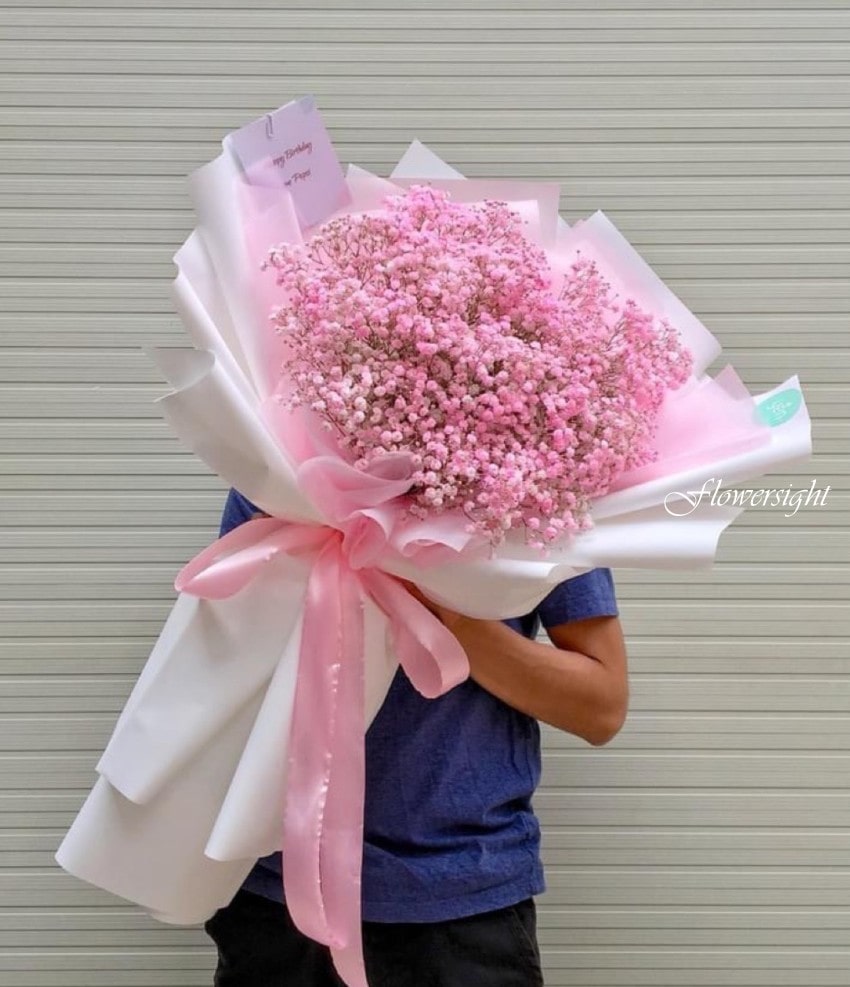 Bó hoa baby chúc mừng sinh em bé tại FlowerSight 