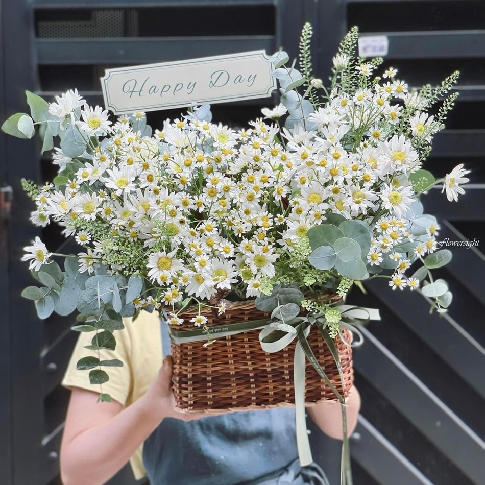 Giỏ hoa cúc tana đáng yêu - Giỏ hoa đáng yêu