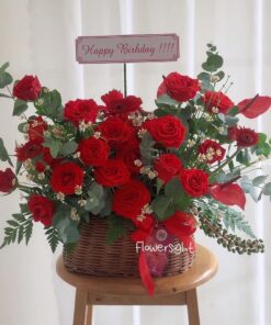 giỏ hoa tươi hồng đỏ Miền yêu thương