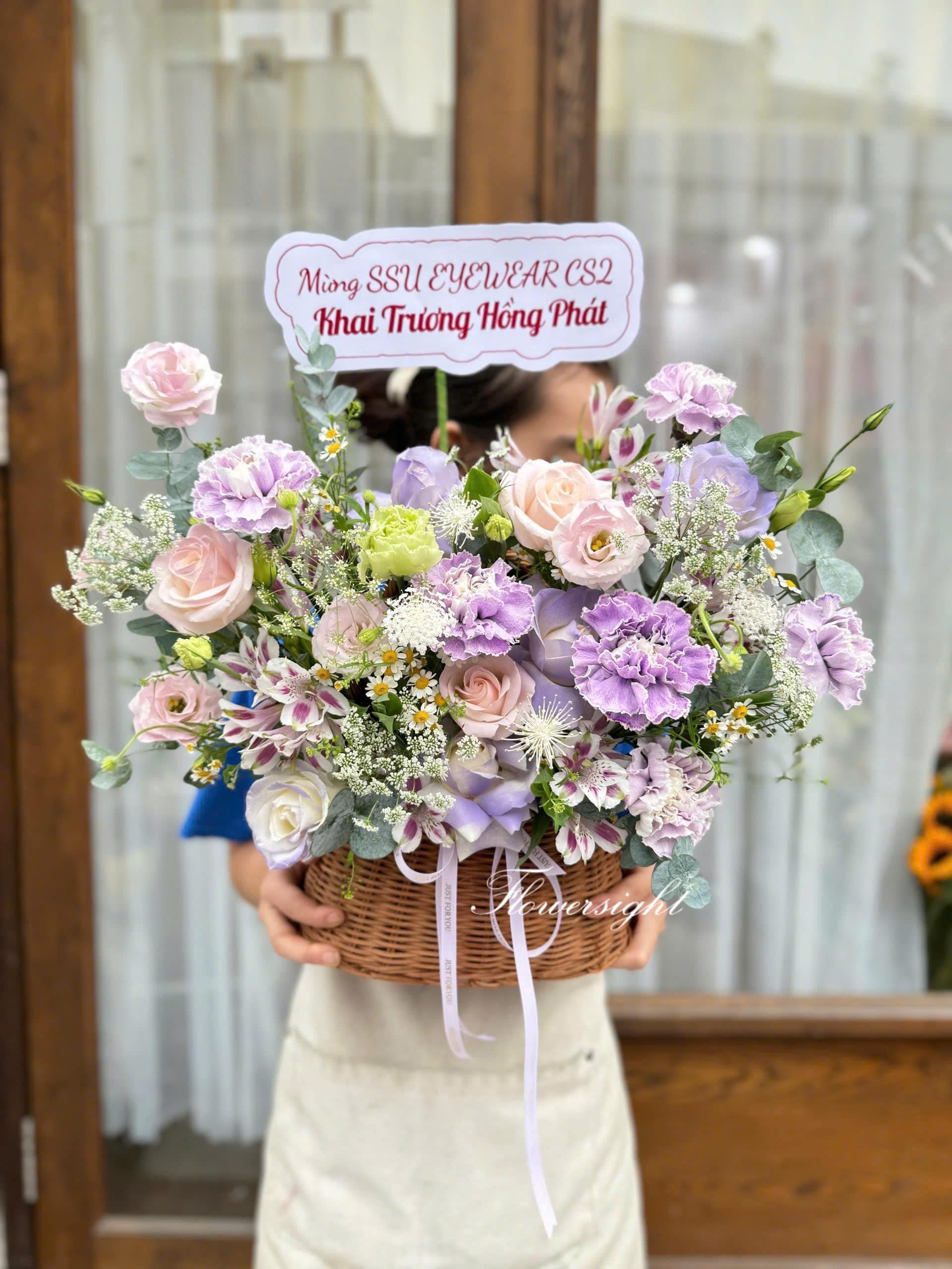 Giỏ hoa hồng pastel