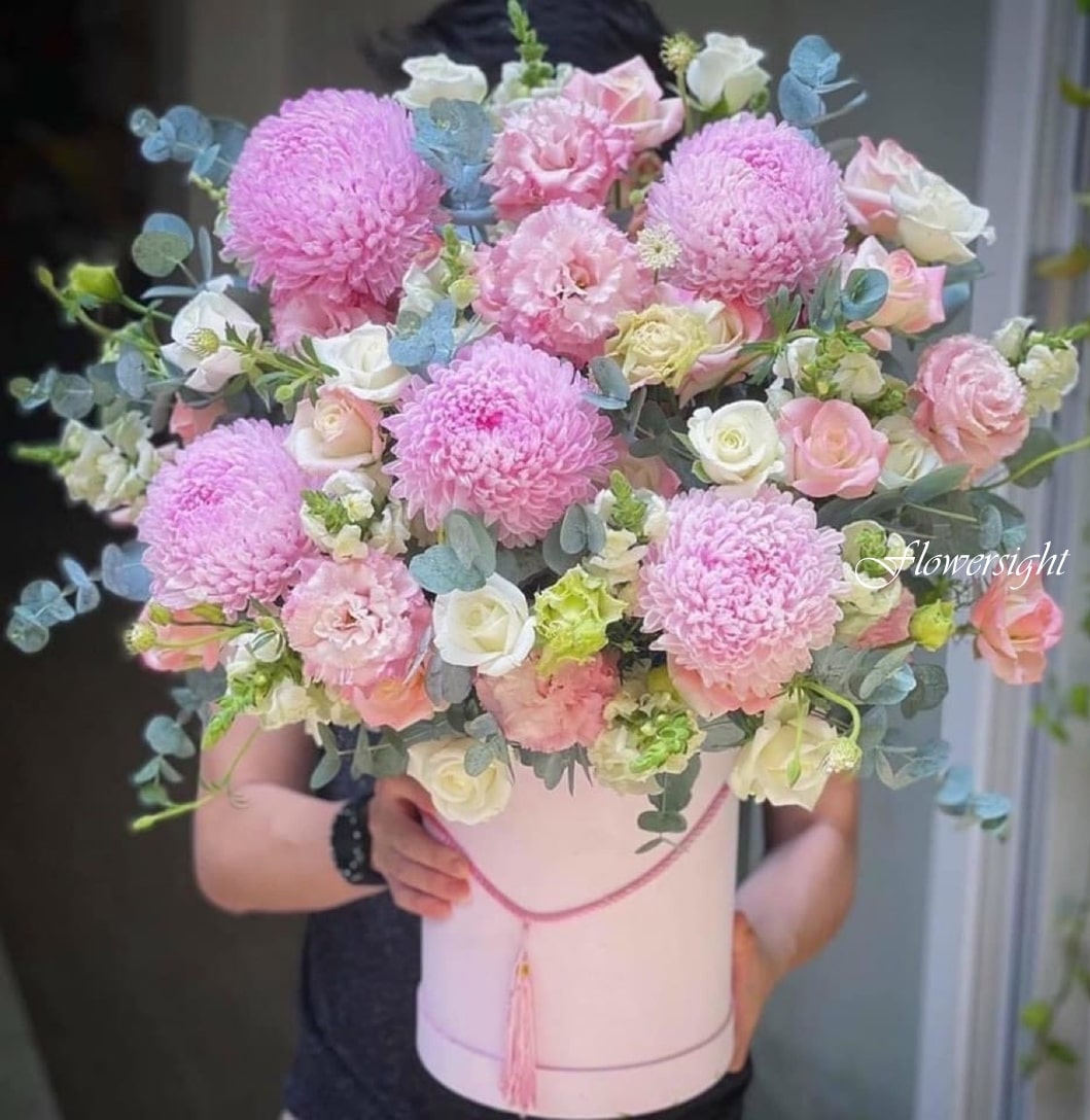 hộp hoa cúc mẫu đơn