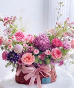 giỏ hoa tươi Moonlight - GH005 tông màu hồng