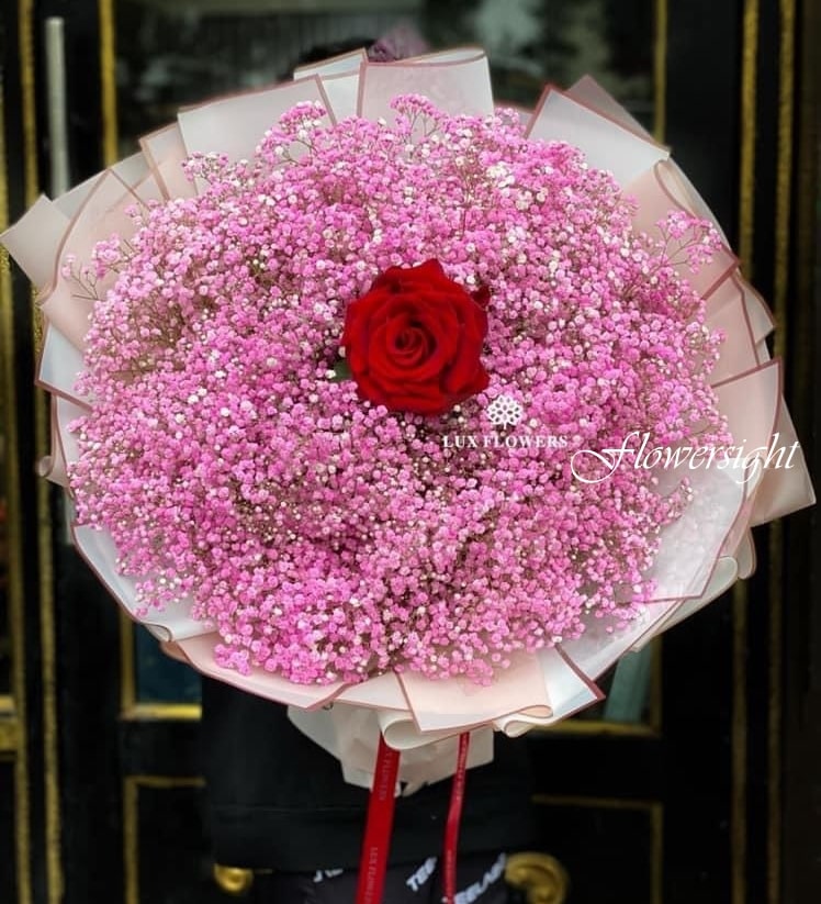 Fragrance of Love hoa mừng tốt nghiệp baby hồng và 1 bông hồng