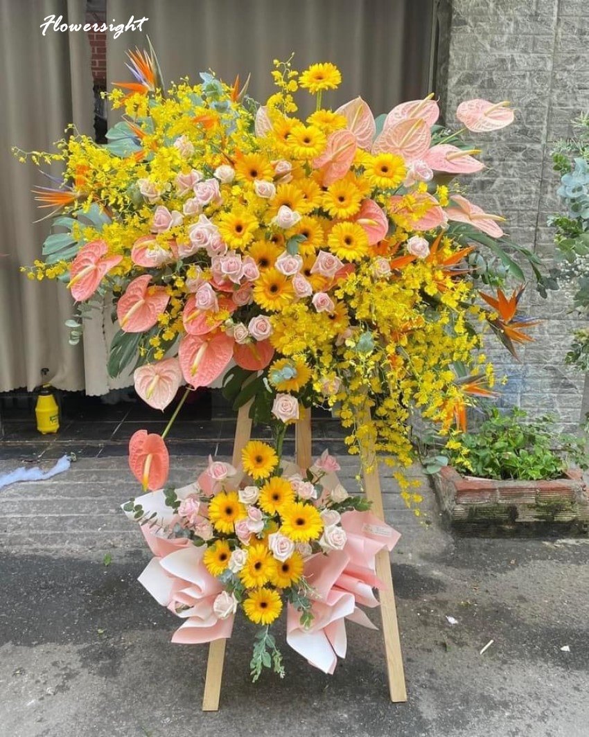 Kệ hoa đồng tiền ý nghĩa chúc mừng ngày thành lập công ty