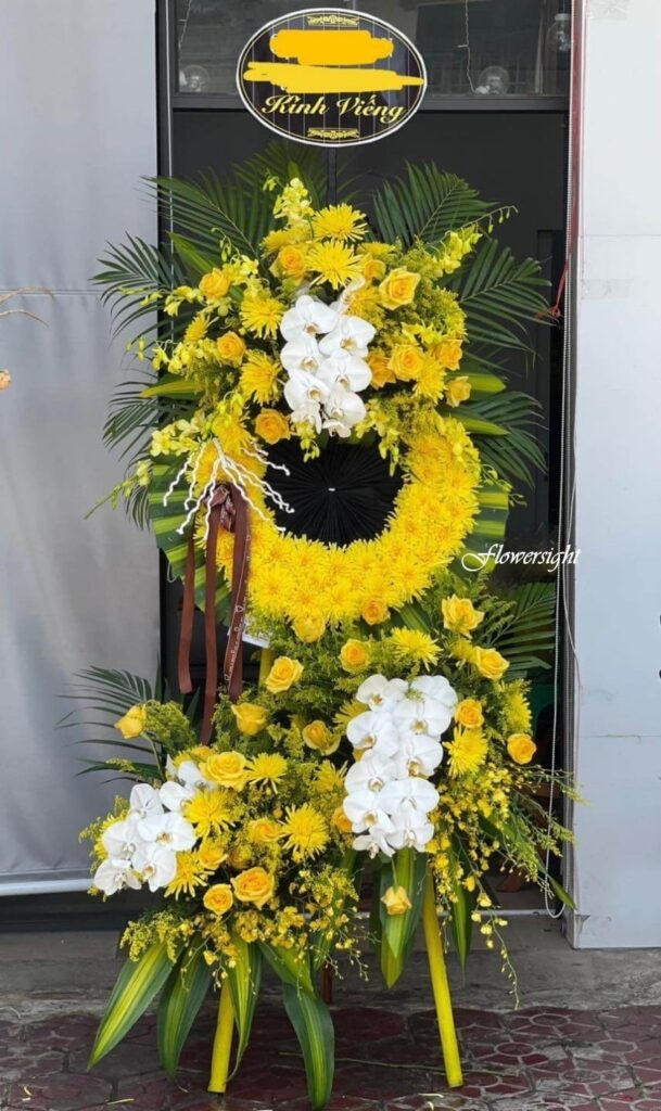 Lẵng hoa cúc vàng - sự chia buồn với người ở lại