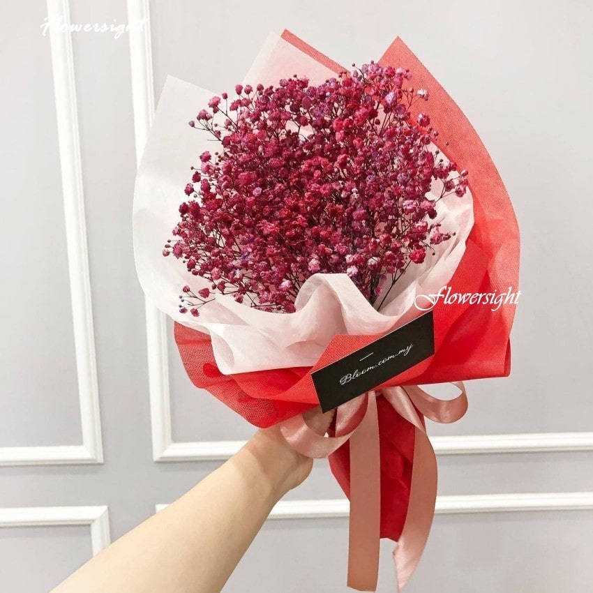 Mẫu hoa baby đỏ đơn giản tặng người thương