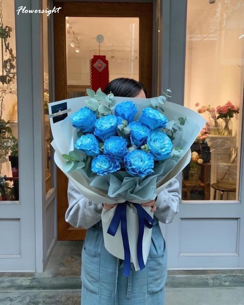Bó hoa hồng xanh Chúc mừng thành công