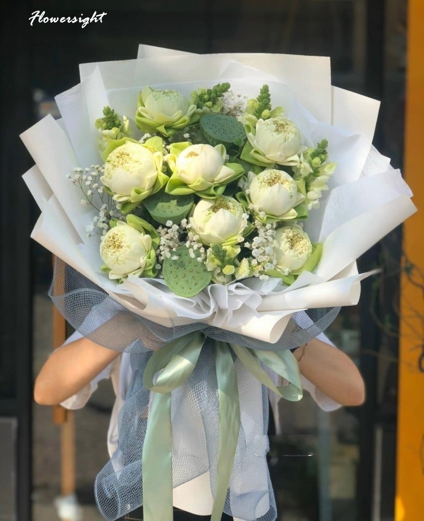 Mẫu bó sen trắng