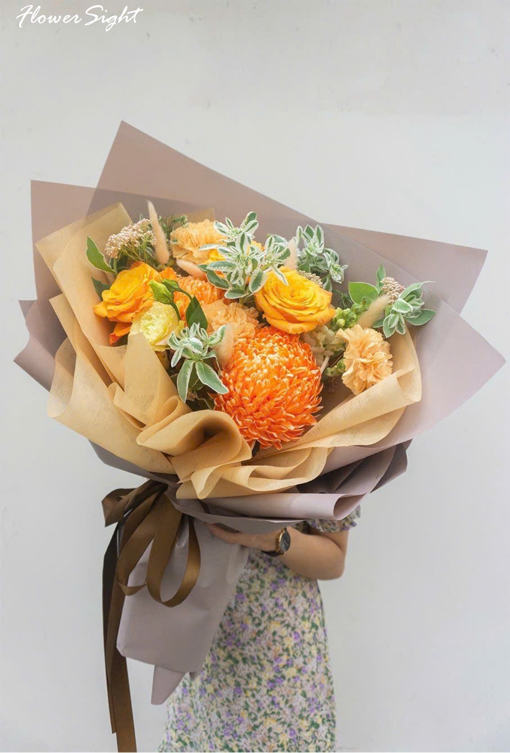 Bó hoa cúc mẫu đơn vàng