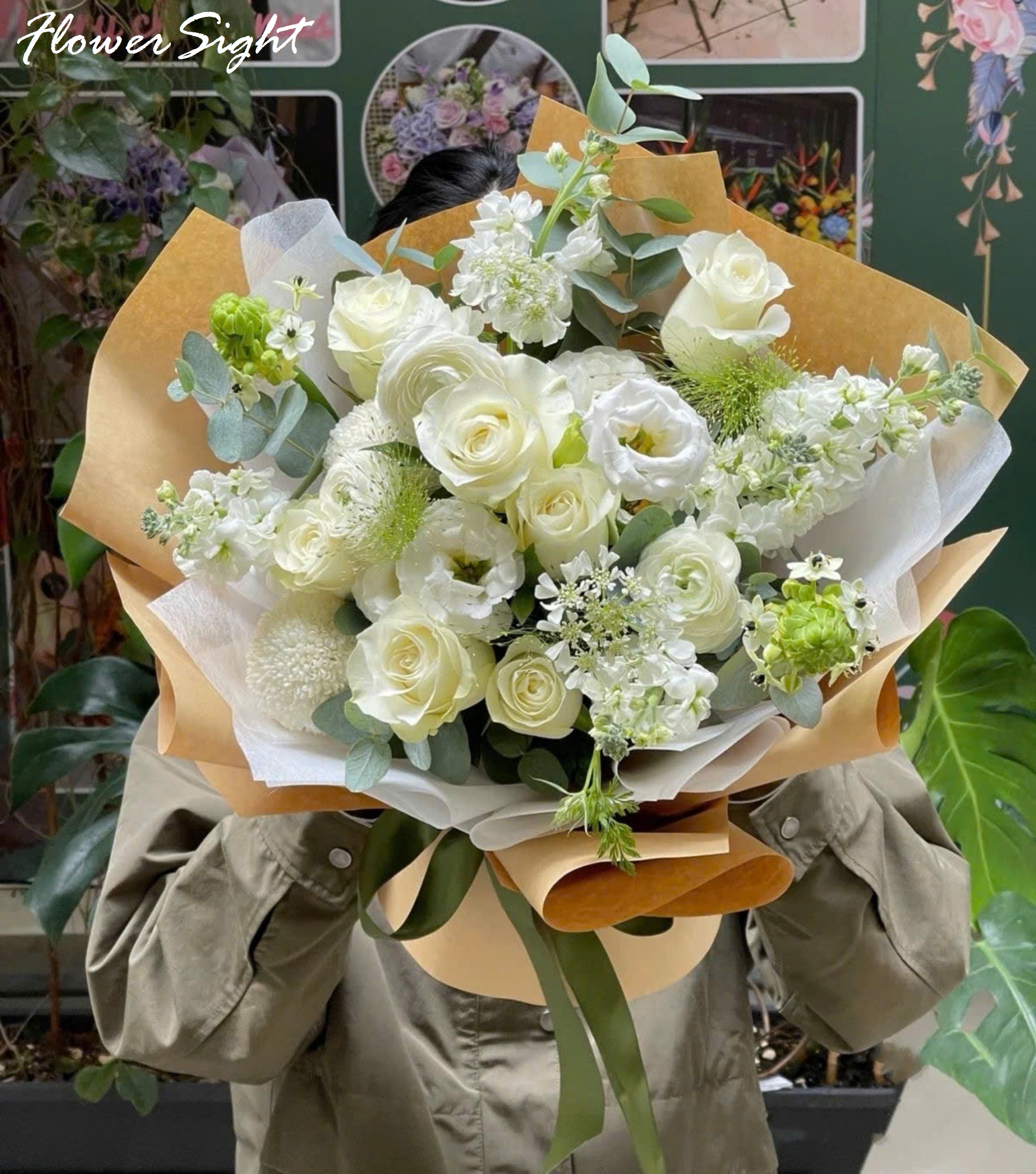 Bó hoa hồng trắng thiết kế đẹp mắt