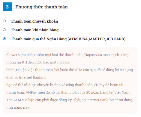 Chọn hình thức thanh toán khi đặt hoa