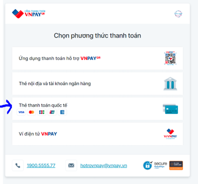 Chọn thanh toán qua hoa tươi qua thẻ quốc tế Master, JCB, visa