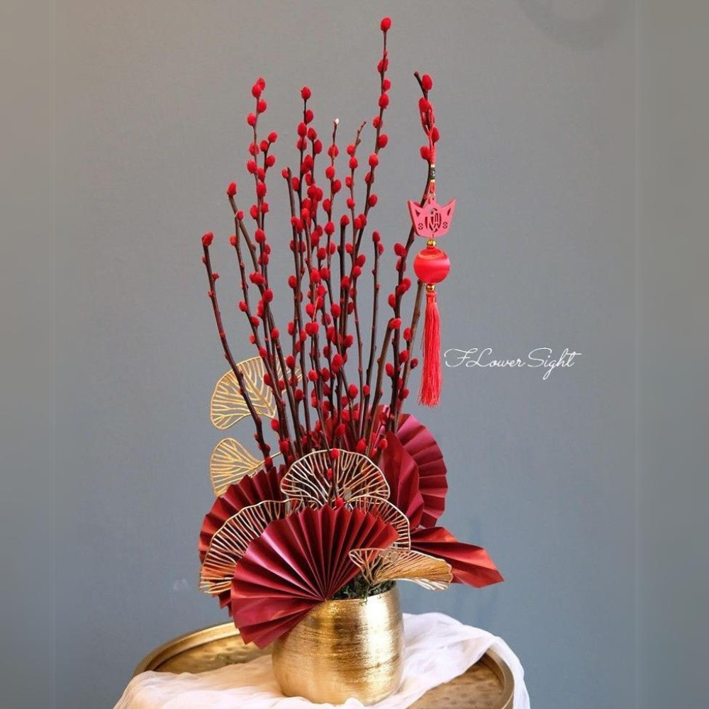 Lẵng hoa chưng tết