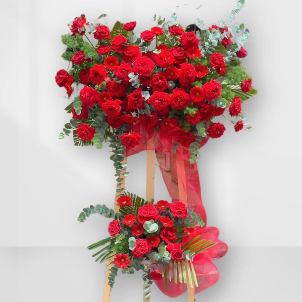 Kệ hoa chúc mừng màu đỏ