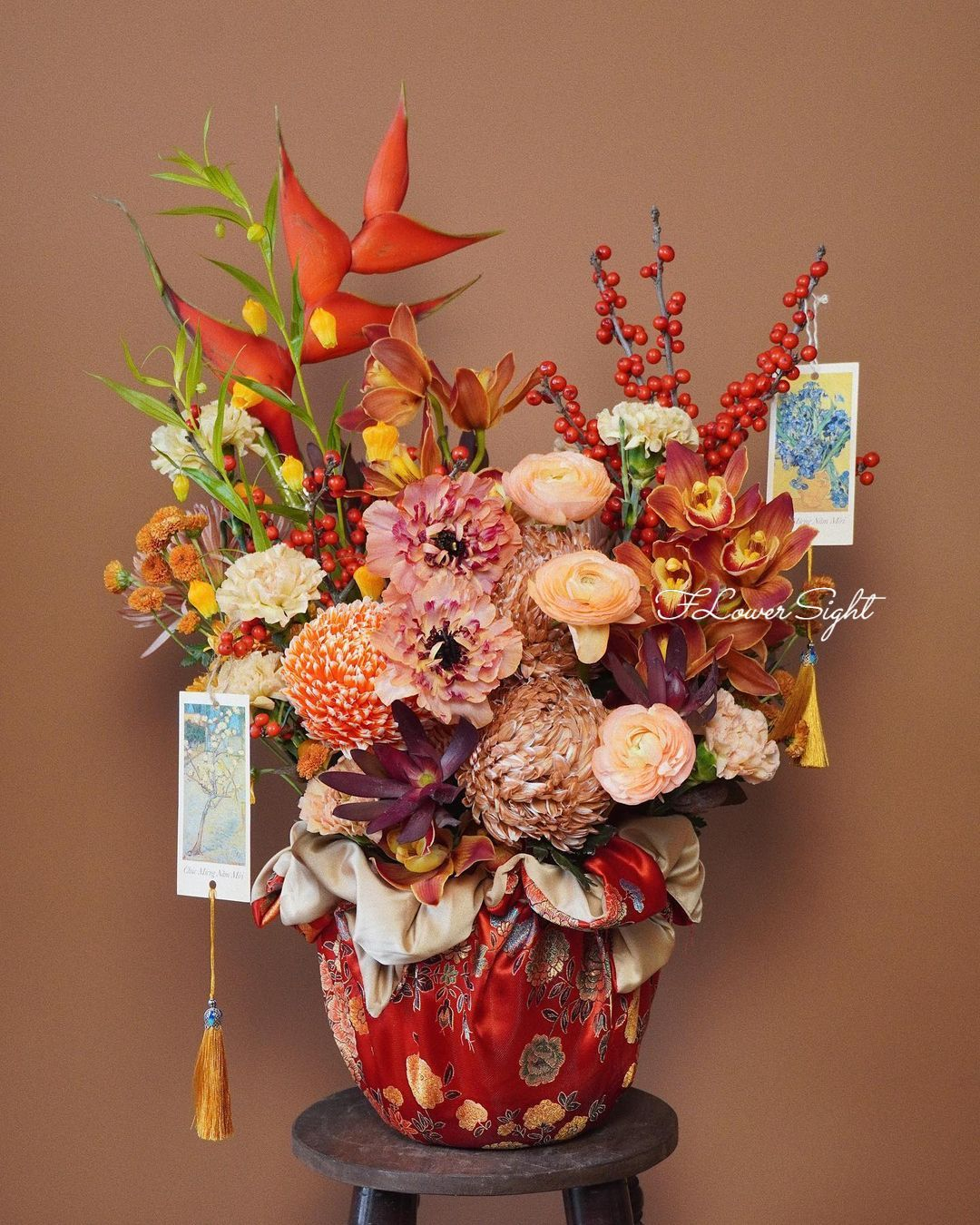 Lẵng hoa để bàn ngày tết