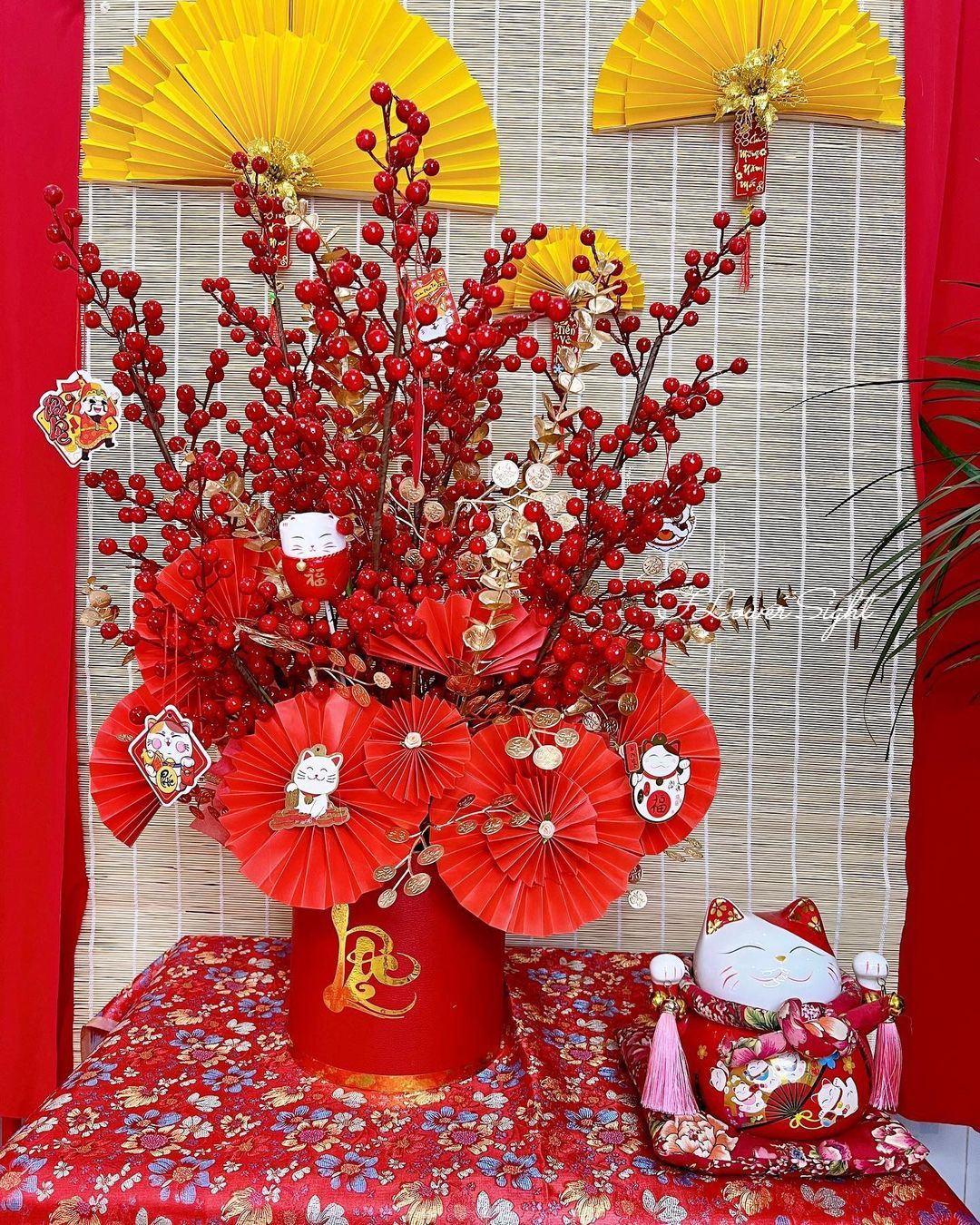 Lẵng hoa để bàn ngày tết