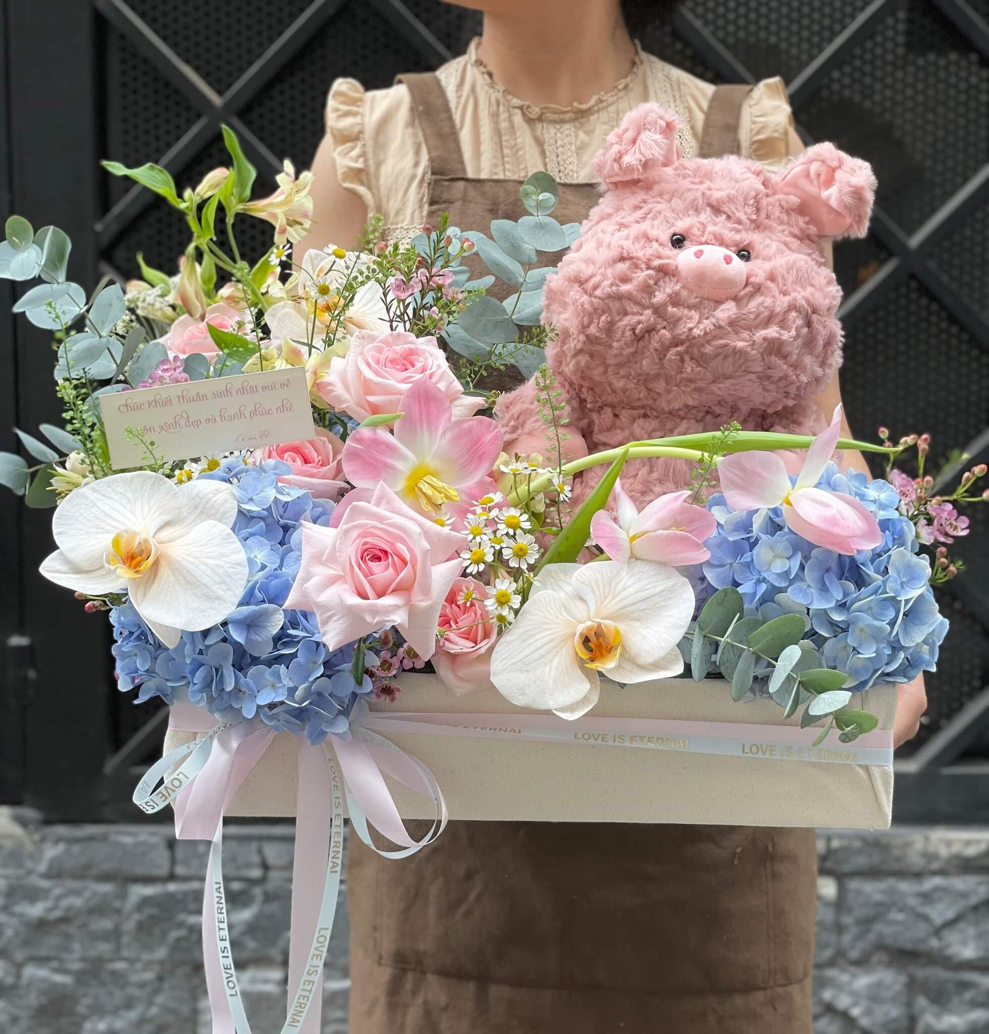 hộp hoa gấu bông