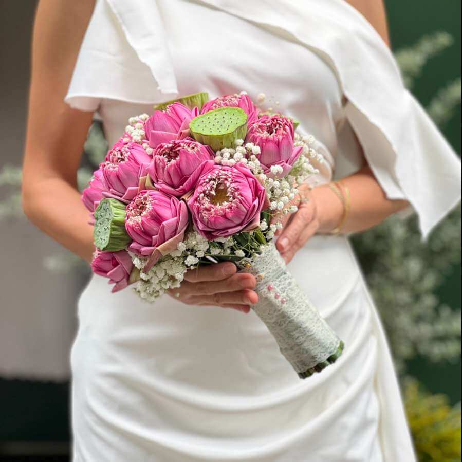 hoa cưới sen hồng