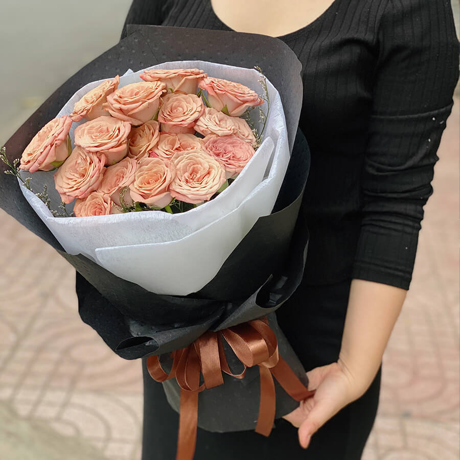 Bó hoa hồng capuchino