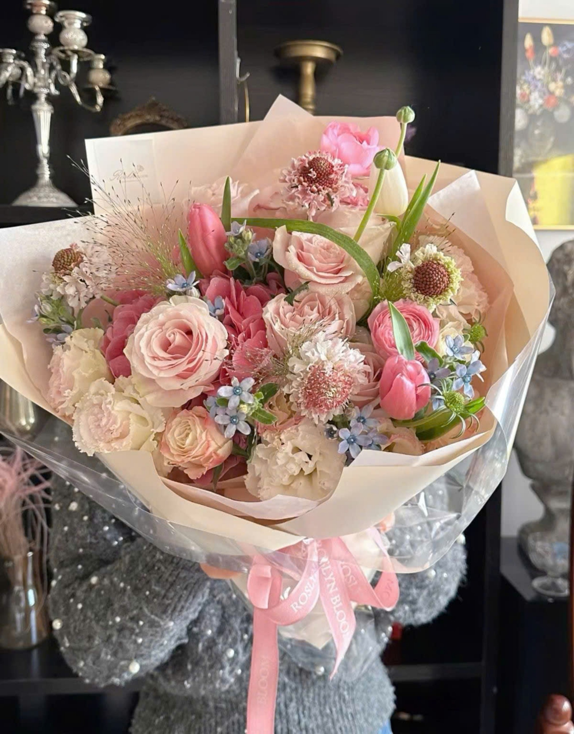 Bó hoa hồng hàn quốc nhiều màu