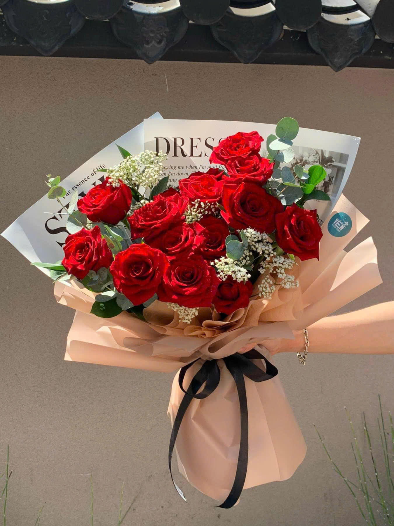 Bó hoa hồng 15 bông hồng nhung