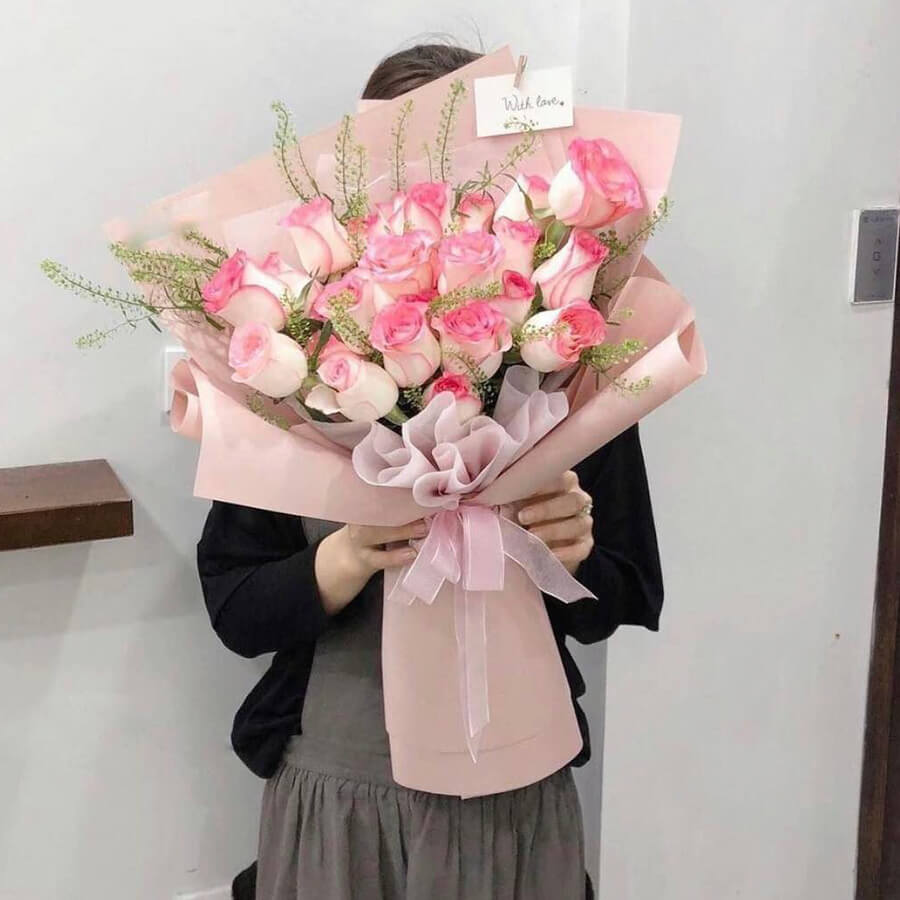 Bó hoa hồng song hỷ đẹp