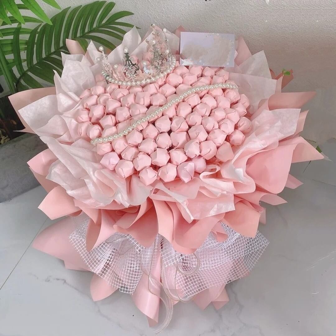 Bó hoa kẹo mút hình trái tim