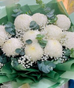 Bó cúc mẫu đơn trắng