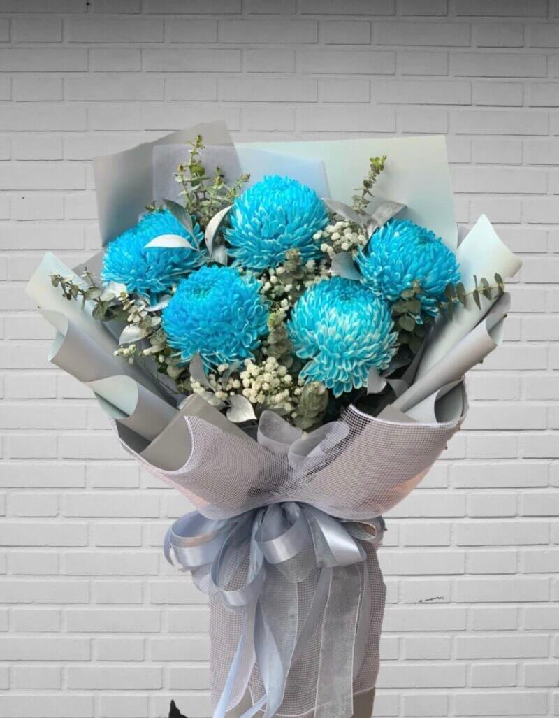 Bó hoa cúc mẫu đơn xanh