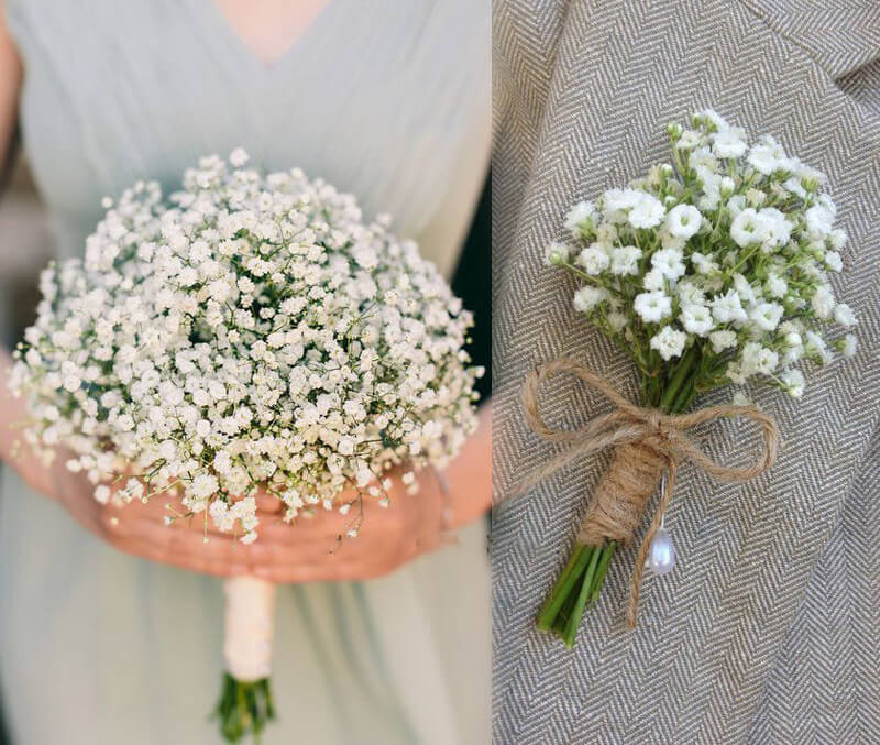 Hoa cưới bi trắng