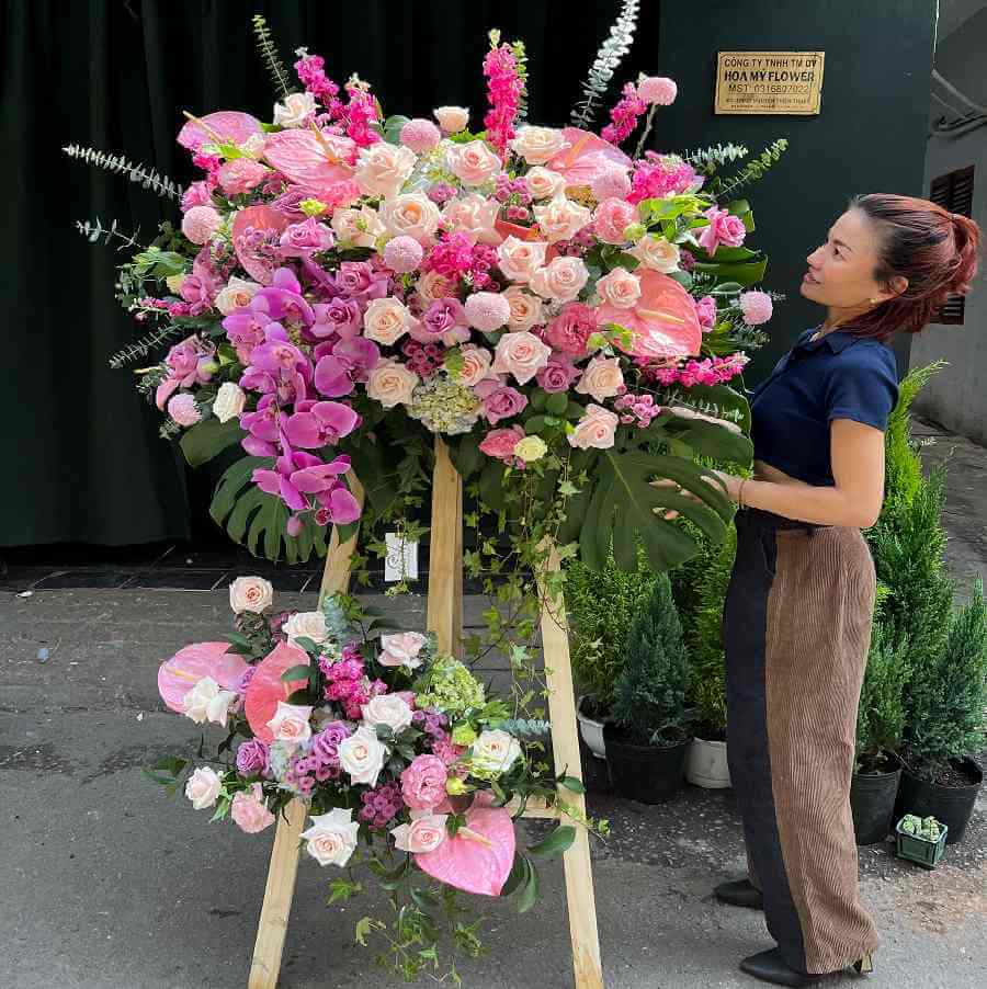 Lẵng hoa cưới 2 tầng