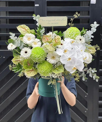 Hoa để màn màu xanh xanh dương