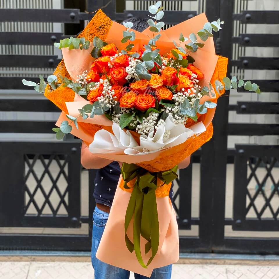 Bó hoa hồng cam
