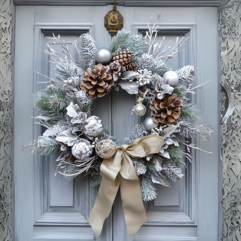 Mẫu vòng hoa trang trí giáng sinh màu trắng đẹp