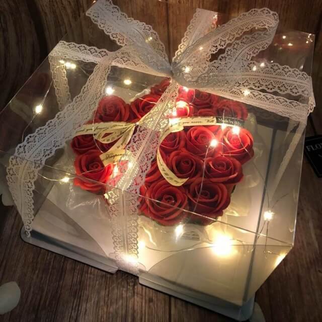 Hộp hoa sáp có đèn 01