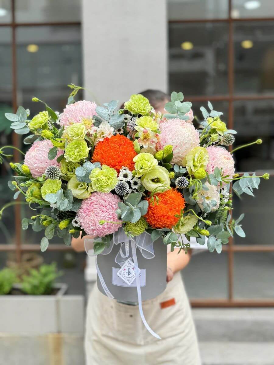 lẵng hoa cúc mẫu đơn