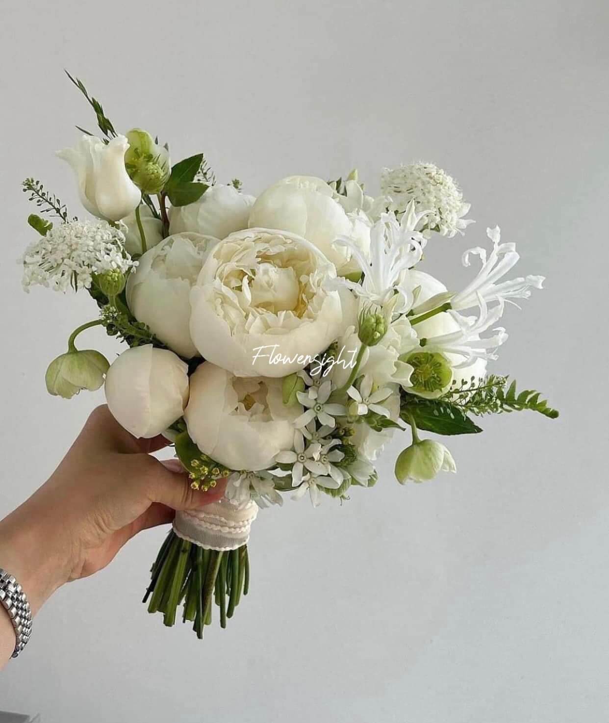 Bó hoa cưới mẫu đơn