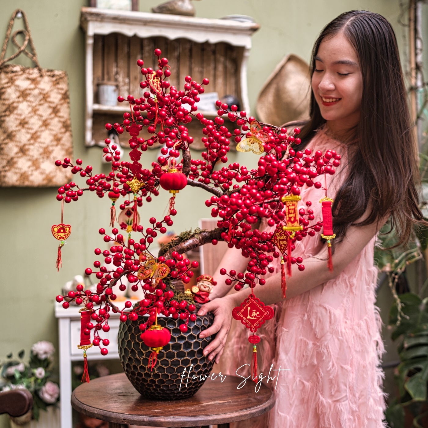 Bình đào đông bon sai The moon