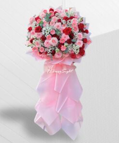 Kệ hoa khai trương màu hồng