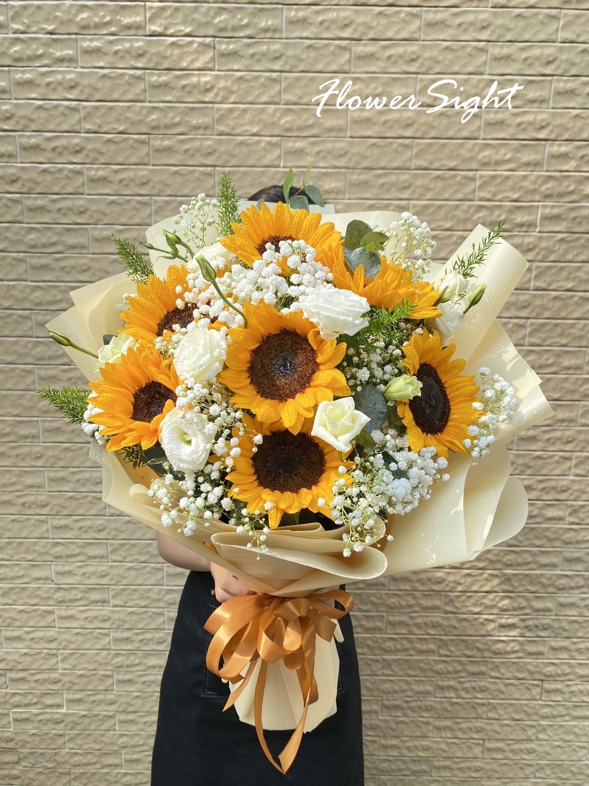 Bó hoa hướng dương tròn