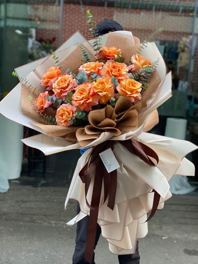 Bó hoa hồng cam đẹp