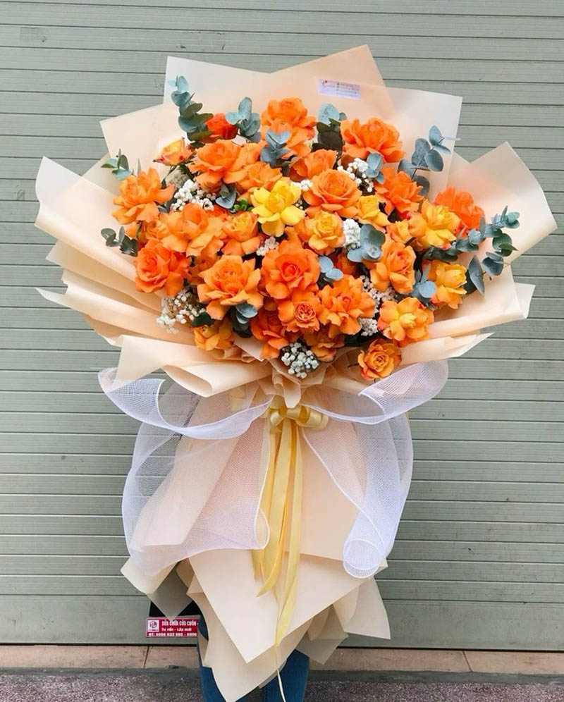 Bó hoa hồng cam đẹp tại tphcm