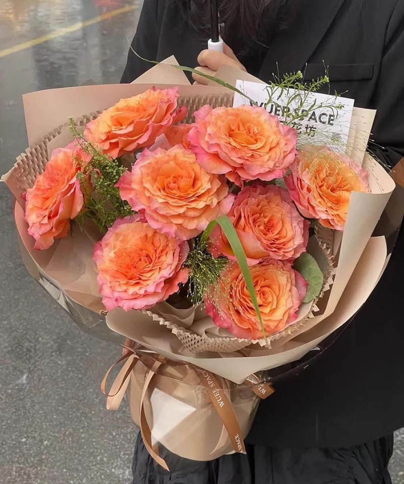 Bó hoa hồng cam giá rẻ