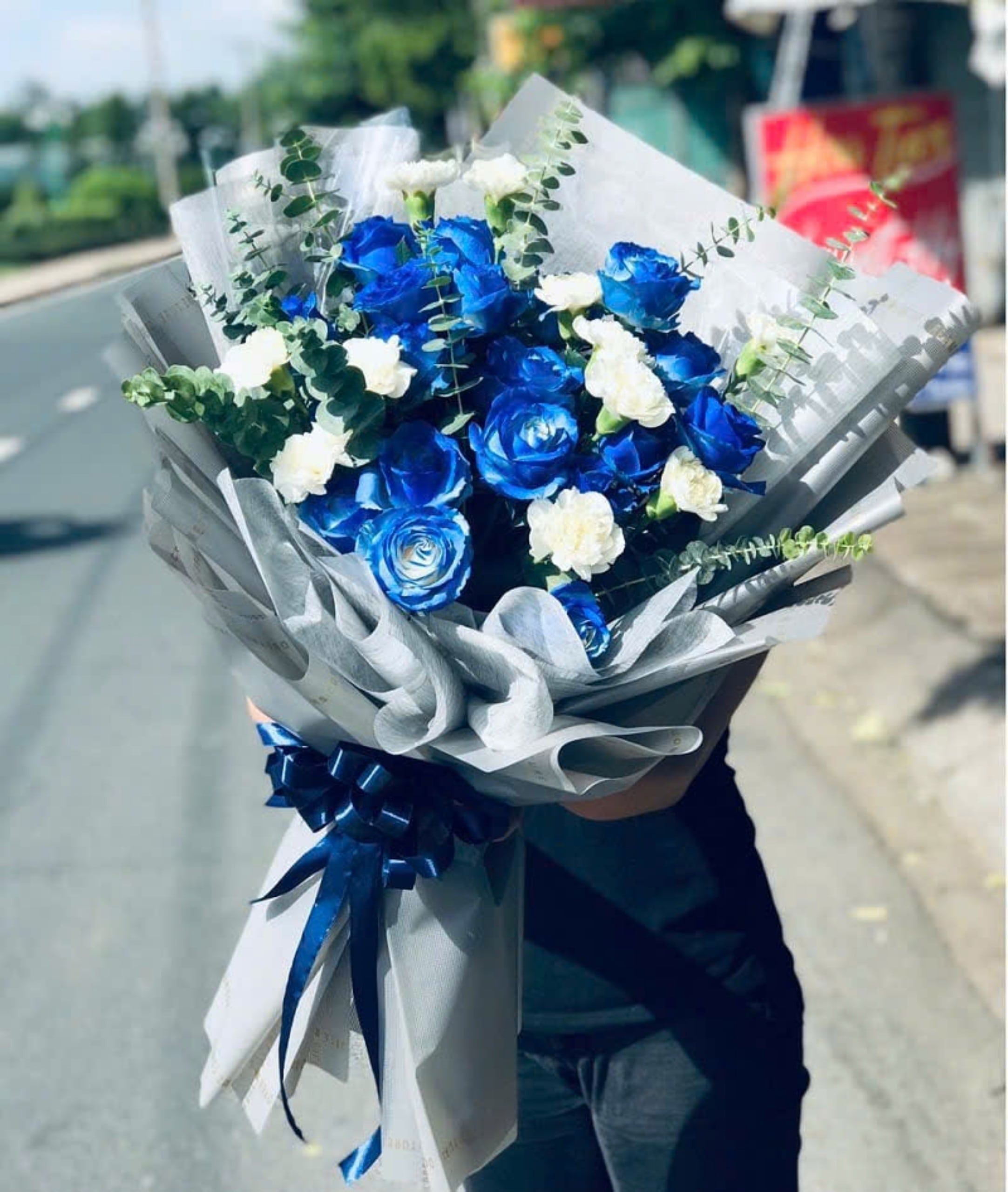 Bó hoa hồng xanh openmind