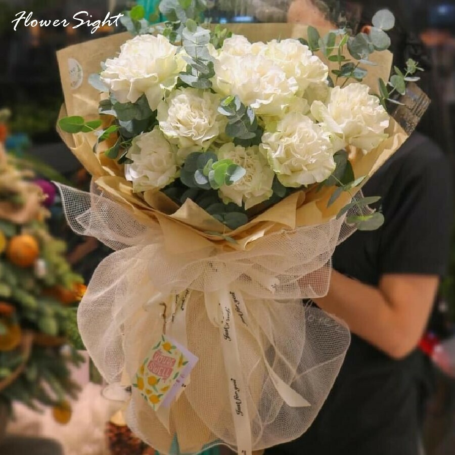 Bó hoa mẫu đơn trắng