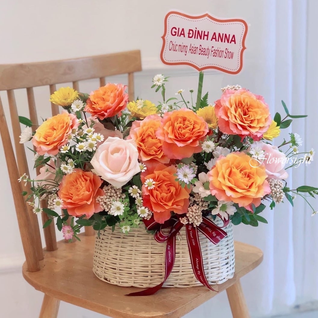 giỏ hoa chúc mừng